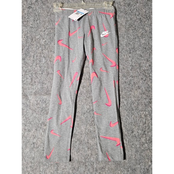 Nike Other - Nike Leggings Girls Medium Gray Pink Swoosh Print Tight Fit DN5124-091